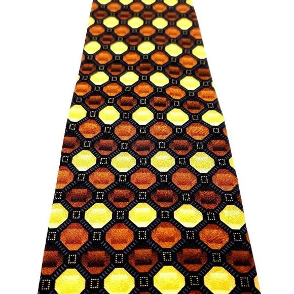 Zianetti Autumn Brown Orange Colored Silk Woven Short Dots - Picture 2 of 6